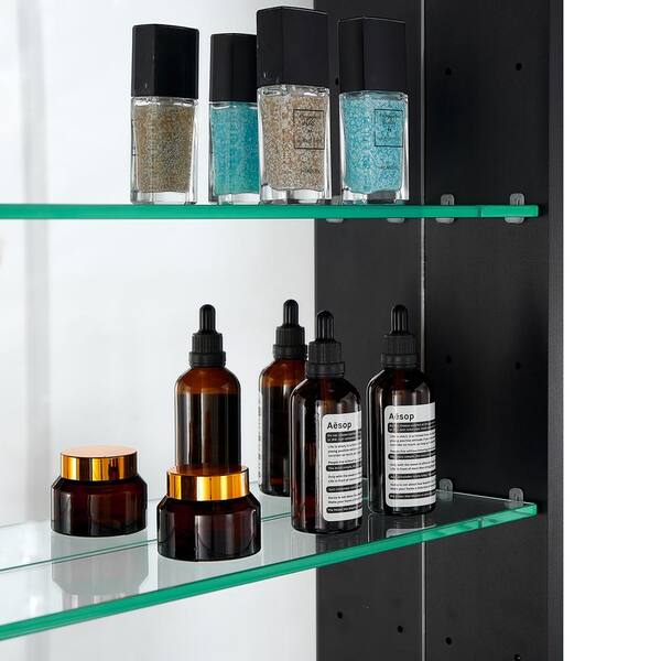 ROSWELL Rieti 48 in. W x 32 in. L Rectangular Surface-Mount LED Glass Surface Mount Medicine Cabinet with Mirror in Silver