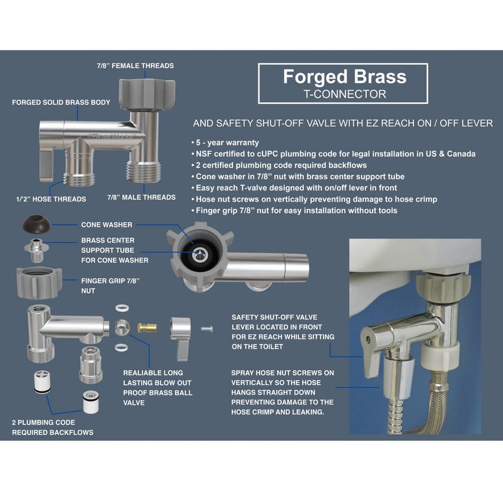 Aquaus 360 Brass Handheld Bidet Sprayer with Dual Spray