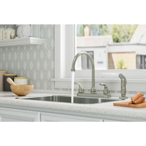 Series Two Handle High-Arc Standard Kitchen Faucet with Side Sprayer  Polished Chrome