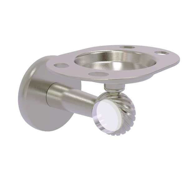 Allied Brass Clearview Tumbler and Toothbrush Holder with Twisted Accents in Satin Nickel