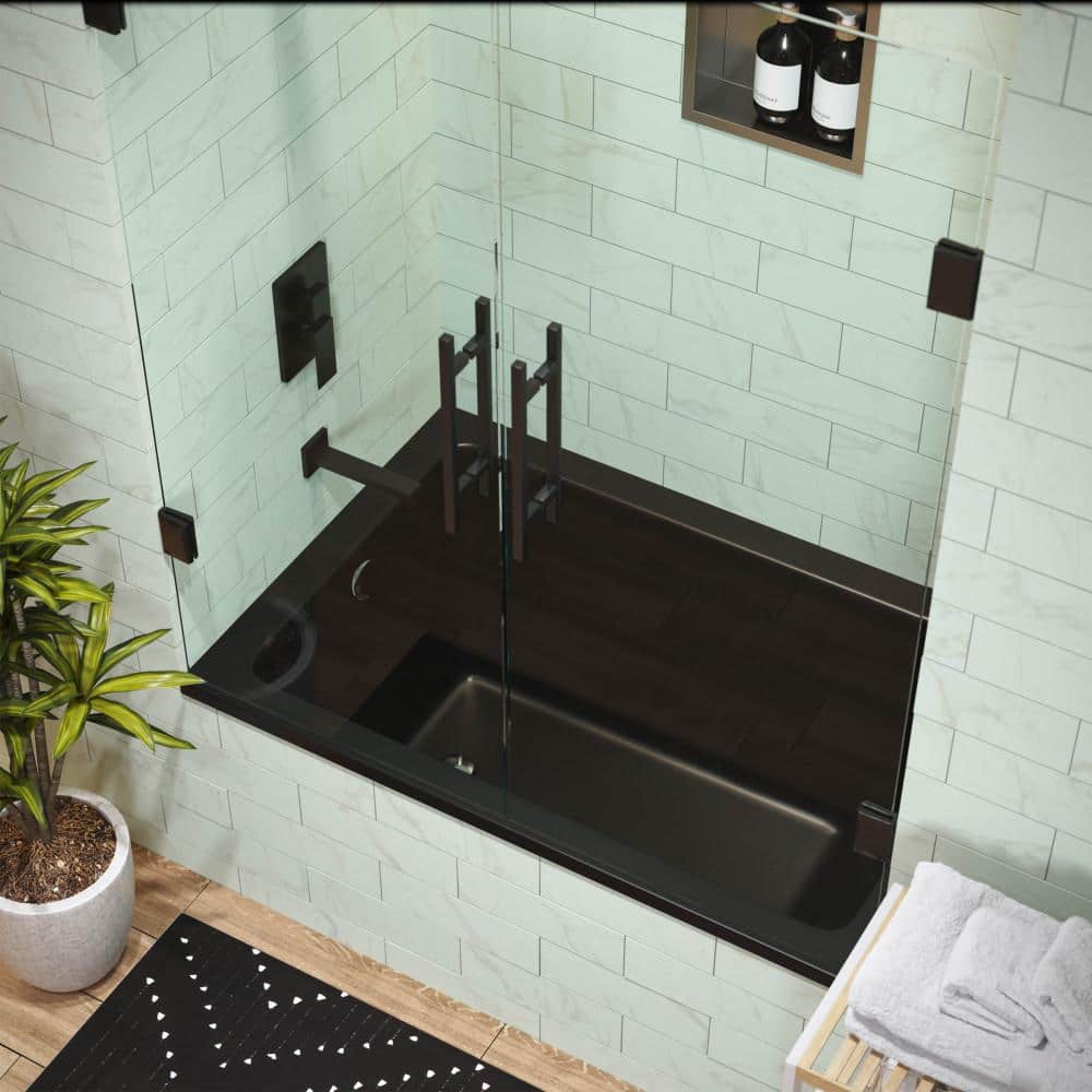 Matte Black Acrylic Drop-In Bathtub with Reversible Drain