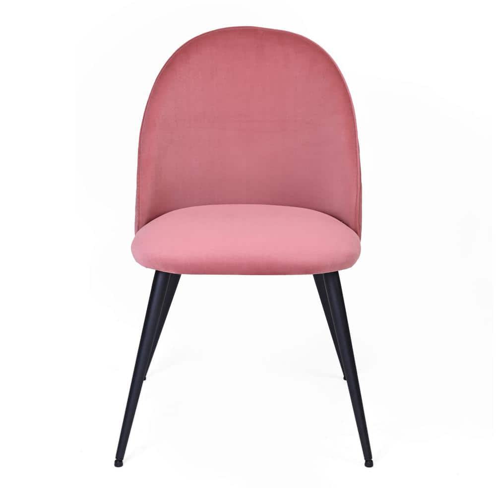 Pink Velvet Dining Chair with MetaL BLack Legs (Set of 2) LH522 The