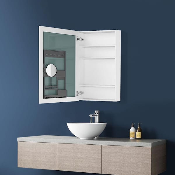 24 in. W x 36 in. H Rectangular Engineered Wood Medicine Cabinet with Mirror and Left Opening Door