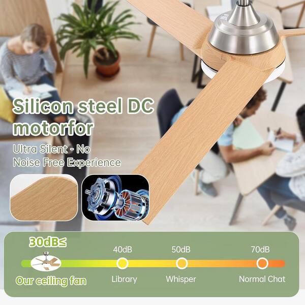 CACI Mall 52 in. Integrated LED Indoor/Outdoor Nickel Ceiling Fan