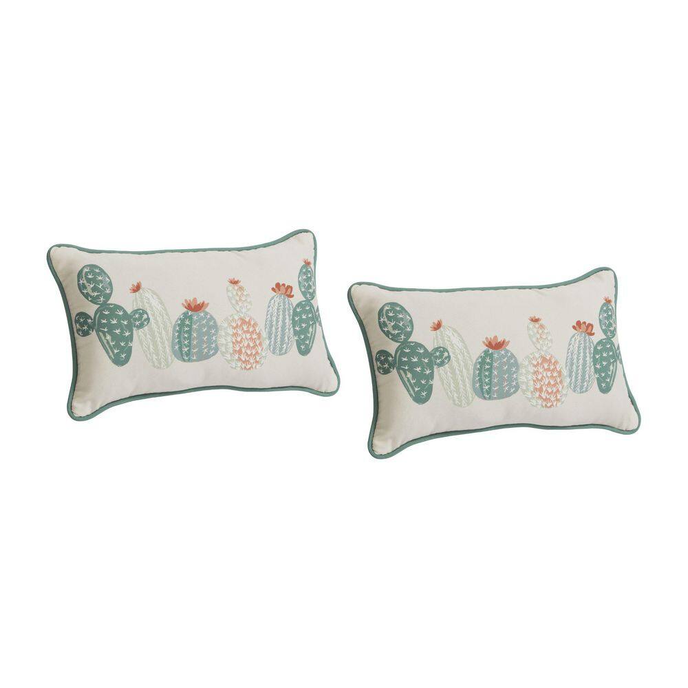 20 in. x 12 in.  Outdoor Patio Lumbar Pillow in Cacti (Set of 2) price history on PriceWatchPro