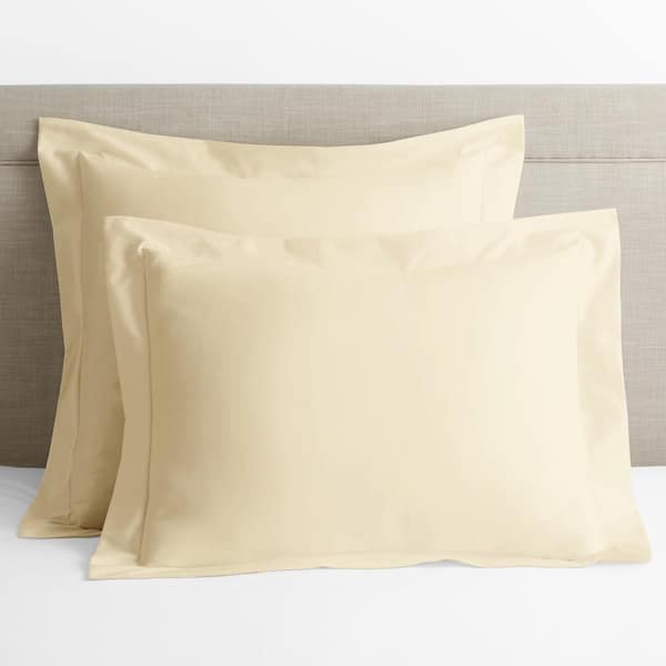 The Company Store Legends Hotel Pale Yellow Solid Egyptian Cotton Sateen Standard Sham