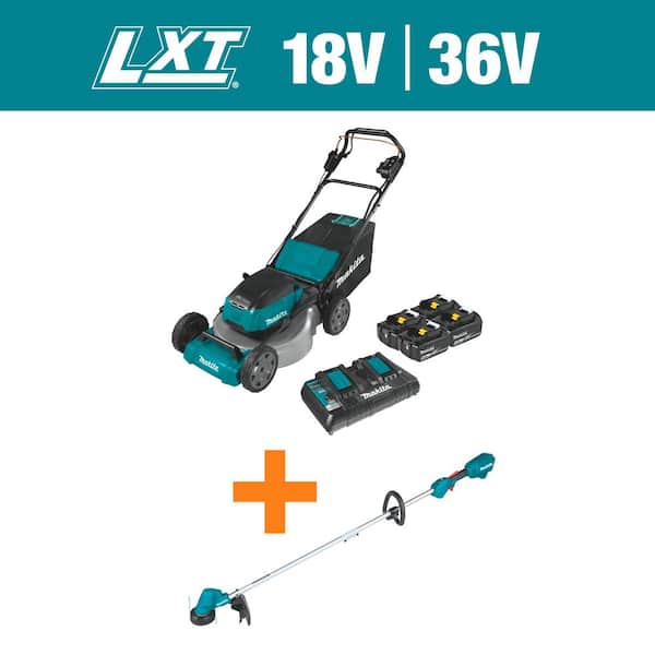 Makita 18V X2 (36V) LXT Cordless 21 in. Self-Propelled Commercial Lawn Mower, 4 Batteries (5.0Ah) & 13 in. String Trimmer