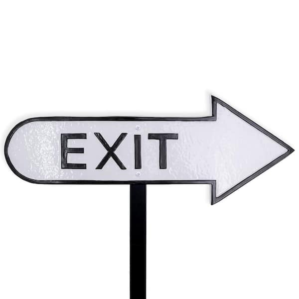 6" x 15.5" Right Arrow Exit Statement Plaque Sign with Lawn Stake-White/Black