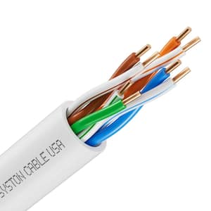 1000 ft. White CMR Cat 5e 350 MHz 24 AWG Solid Bare Copper Outdoor/Indoor Ethernet Network Wire- Bulk No Ends