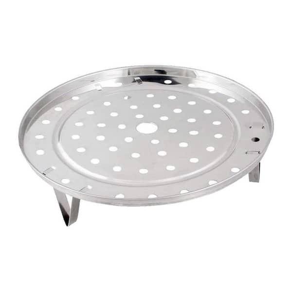 11 in. Silver Stainless Steel Steamer Rack Thickened Cooling Stand with Tripod Feet for Dumplings Seafood
