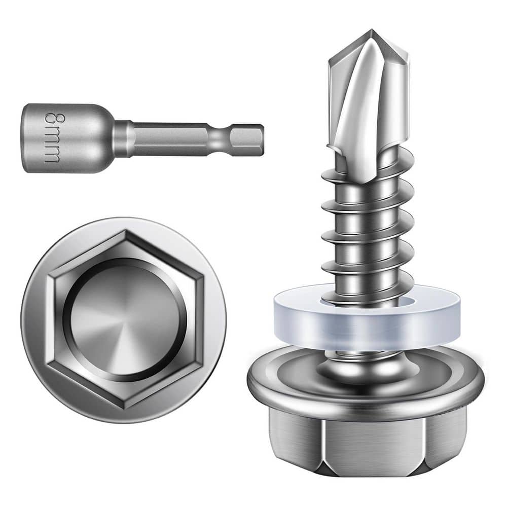 "#10 x 3/4 in. Stainless Steel Hex Washer Head Self Drilling Sheet Metal Screws (300-Pack)" price history on PriceWatchPro