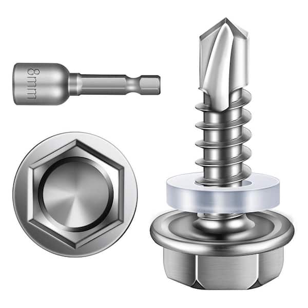 #10 x 3/4 in. Stainless Steel Hex Washer Head Self Drilling Sheet Metal Screws (300-Pack)