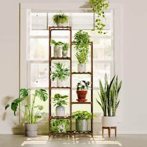 Wooden Corner Plant Rack for Living Room, Balcony and Garden (9-Tier)