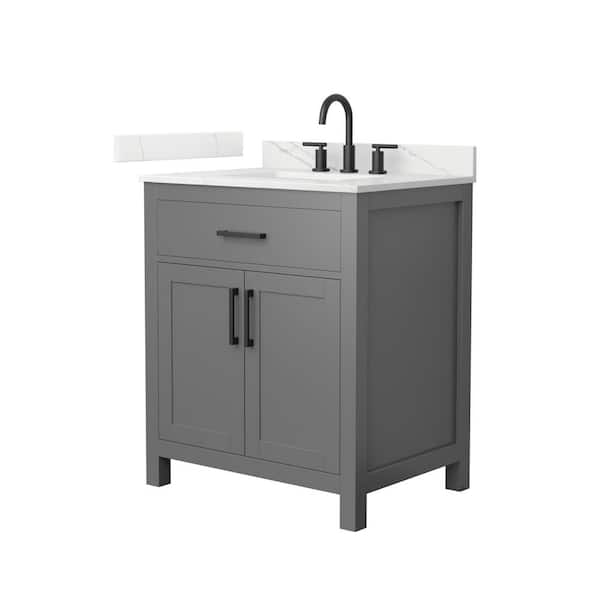 Beckett 30 in. Single Freestanding Dark Gray Bath Vanity with Giotto Quartz Top (Assembled)