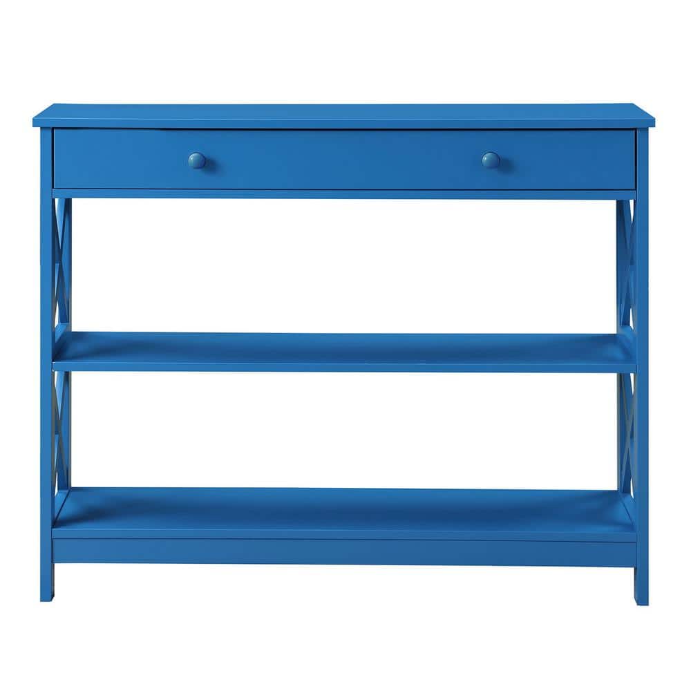 Modern Oxford Blue Console Table with Drawer and Shelves