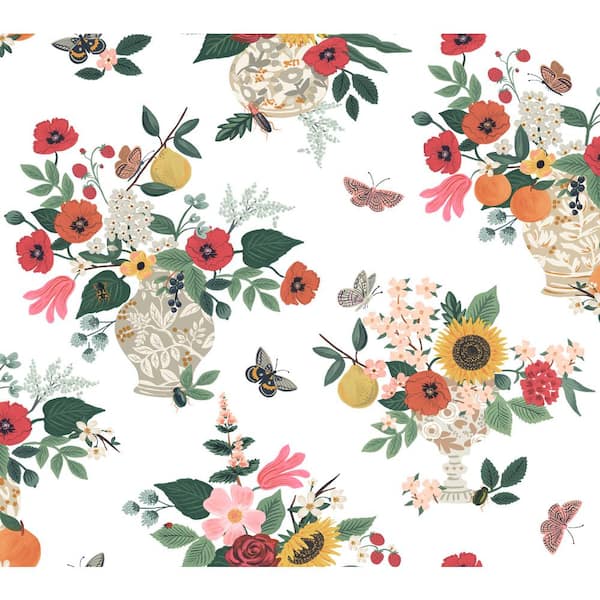 RIFLE PAPER CO. Flower Studies Rose Red Matte Non-Pasted Wallpaper
