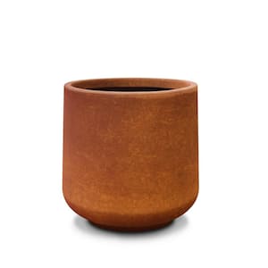 17.3 in. H Round Iron Oxide Concrete Planter, Outdoor Indoor Large Planter Pots Containers with Drainage Holes