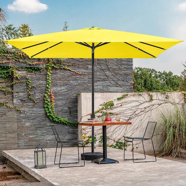 JEAREY 8 ft. x 10 ft. Steel Rectangular Market Umbrella in Yellow