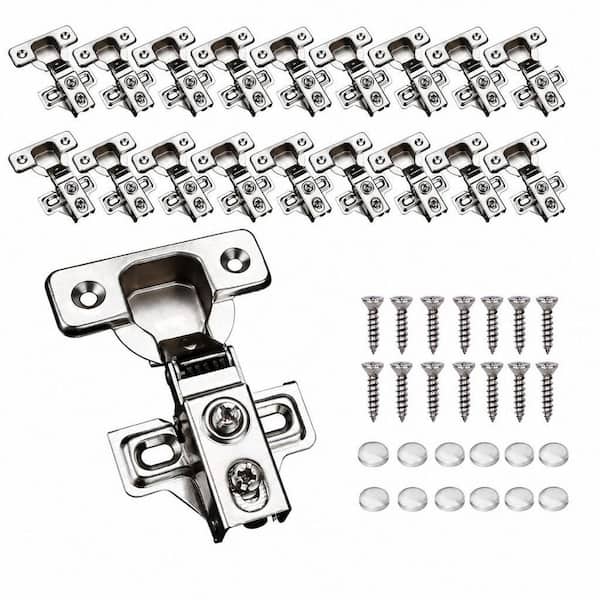 20 Pack Stainless Soft Close Cabinet Door Hinges for 1/2 in. Partial Overlay, 105° Opening Angel with Mounting Screws