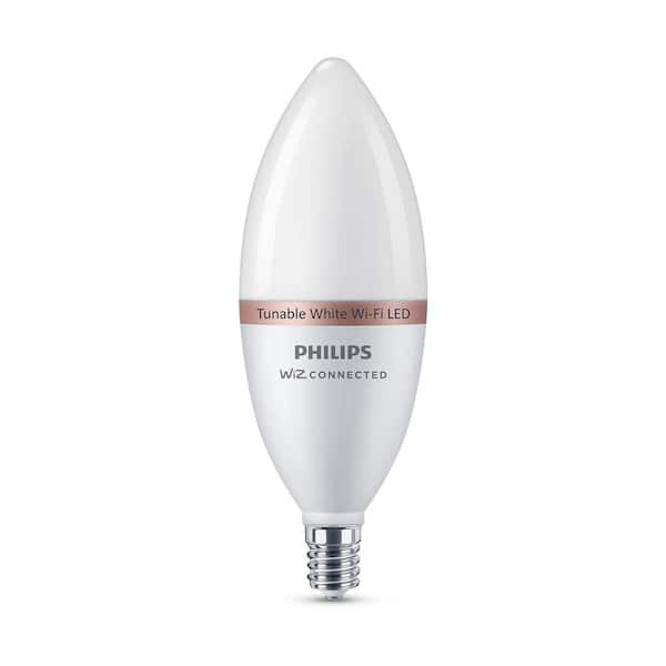 armoede zonsondergang ga werken Philips Tunable White B12 LED 40W Equivalent Dimmable Smart Wi-Fi Wiz  Connected Wireless LED Light Bulb 562447 - The Home Depot