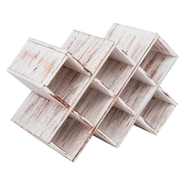 Mind Reader 8-Bottle Brown Torched Wood Freestanding Wine Rack
