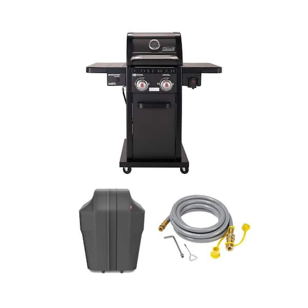Revolution 2-Burner Black Gas BBQ Grill (440 sq. in.) with Cover and Natural Gas Conversion Kit
