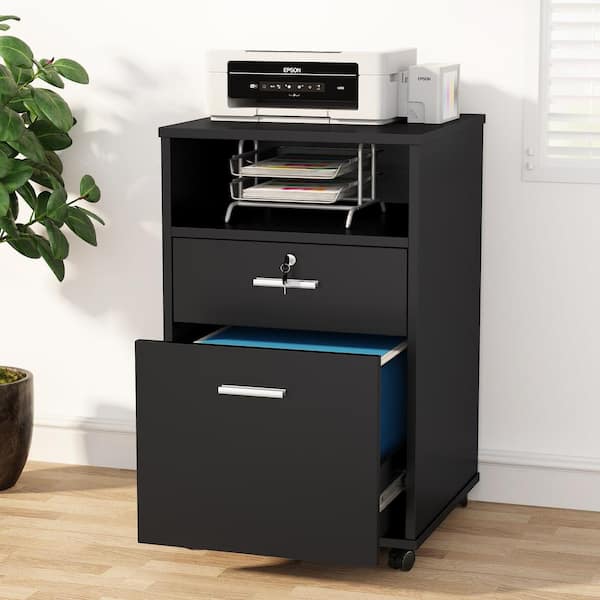 2 drawer rolling wood file cabinet