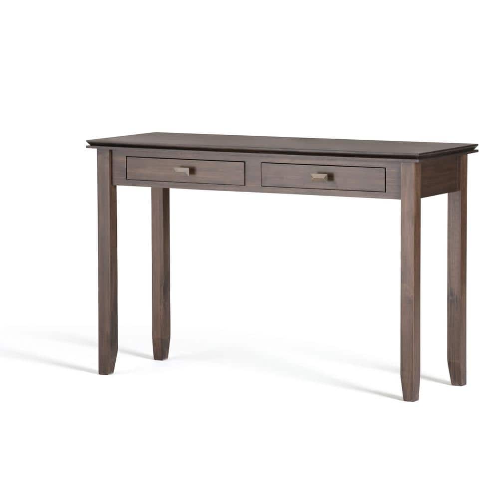 Natural Aged Brown 46" Lacquered Wood Sofa Table with Storage