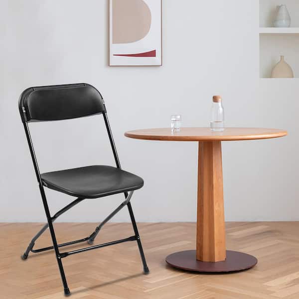 Karl home Black Steel Frame Plastic Seat Folding Chairs (Set of 10