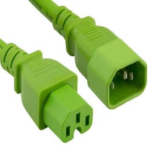 8 ft. 14 AWG 15 Amp 250-Volt Power Cord (IEC320 C14 to IEC320 C15), Green