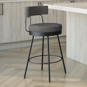 Urbana 26 in. Dark Grey PVC / Black Metal Swivel Counter Stool