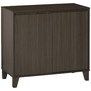 Carmelo 33 in. H Color Finish Oak/Gray Rectangle Shape Wood Console Table with 2-Door Accent Cabinet