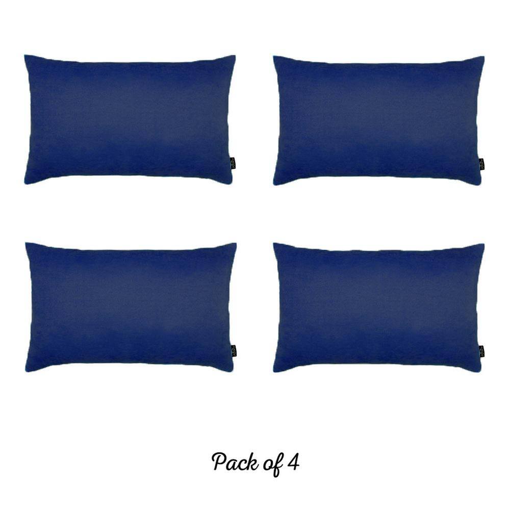 Navy Blue Polyester Lumbar Pillow Cover Set of 4