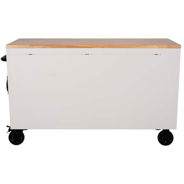 Husky - Tool Storage 61 in. W x 23 in. D Heavy Duty White Mobile Workbench Tool Chest