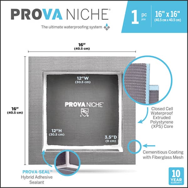 16 in. W x 16 in. L Shower Kit Prova Niche