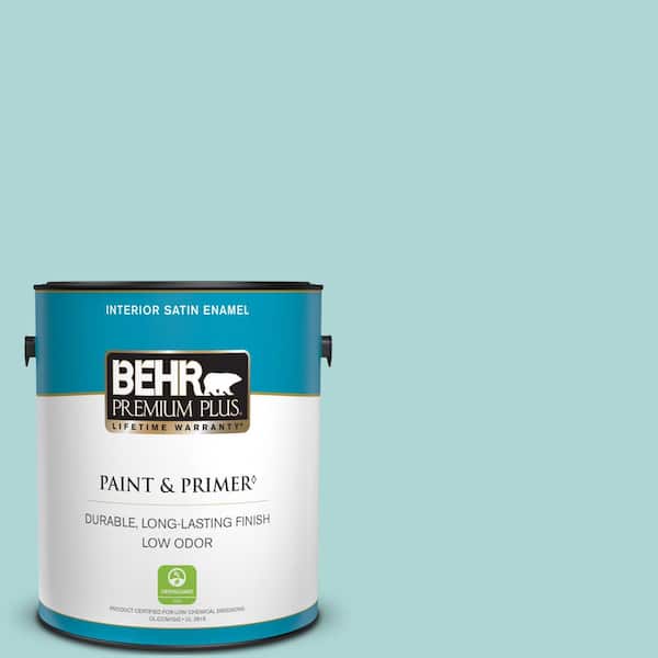 BEHR PREMIUM PLUS 1 gal. #T12-19 Sugar Pool Satin Enamel Low Odor Interior Paint & Primer
