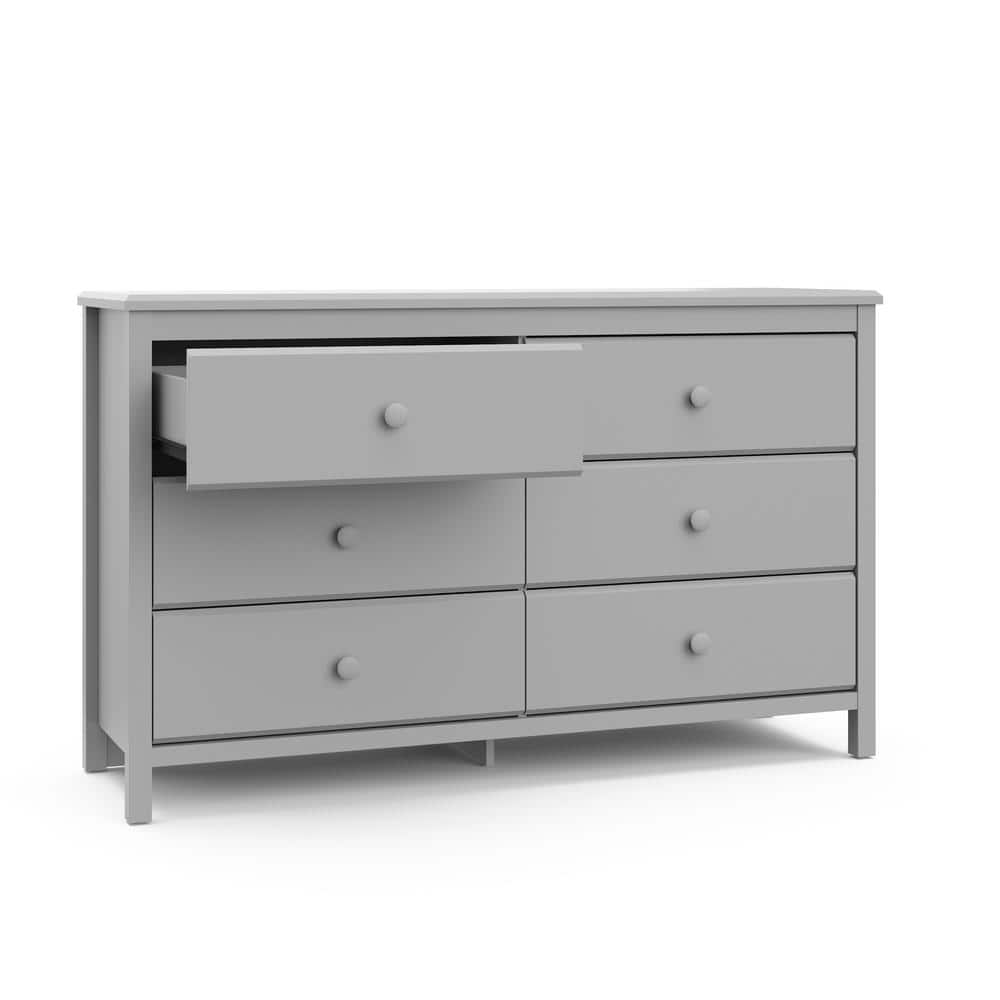 Pebble Gray 6-Drawer Double Nursery Dresser - GREENGUARD Certified