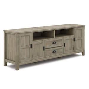 Burlington Solid Wood 72 in. Wide 1-Drawer Transitional TV Media Stand in Distressed Grey for TVs up to 80 in.