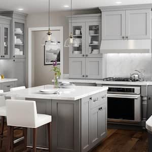 Tremont Pearl Gray Painted Plywood Shaker Assembled Blind Corner Kitchen Cabinet Sft Cls R 36 in W x 24 in D x 34.5 in H