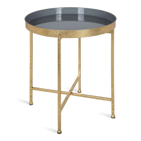 Kate and Laurel Celia 18.25 in. Gold Round Metal End Table