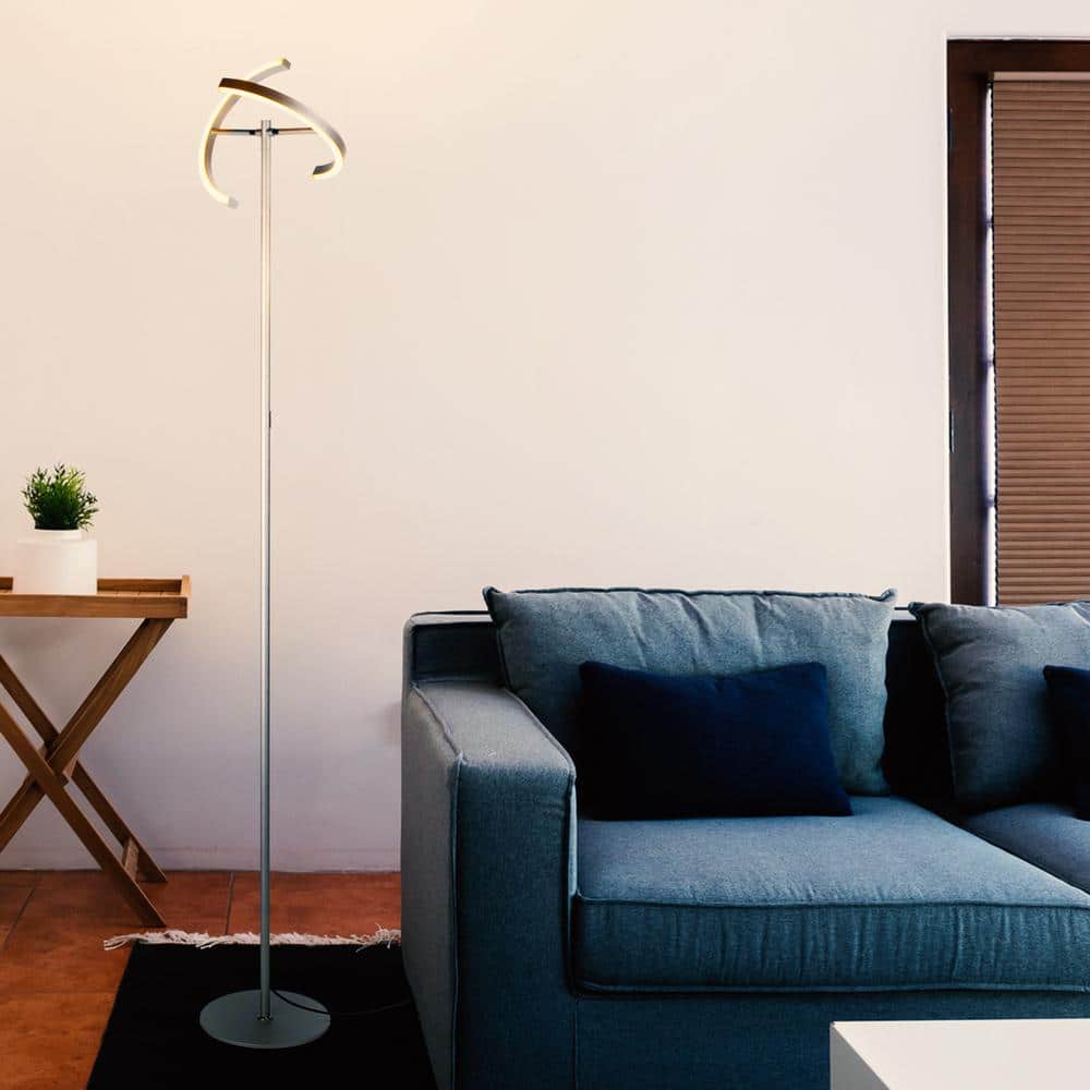 Halo Split Adjustable 72" Silver LED Torchiere Floor Lamp for Kids