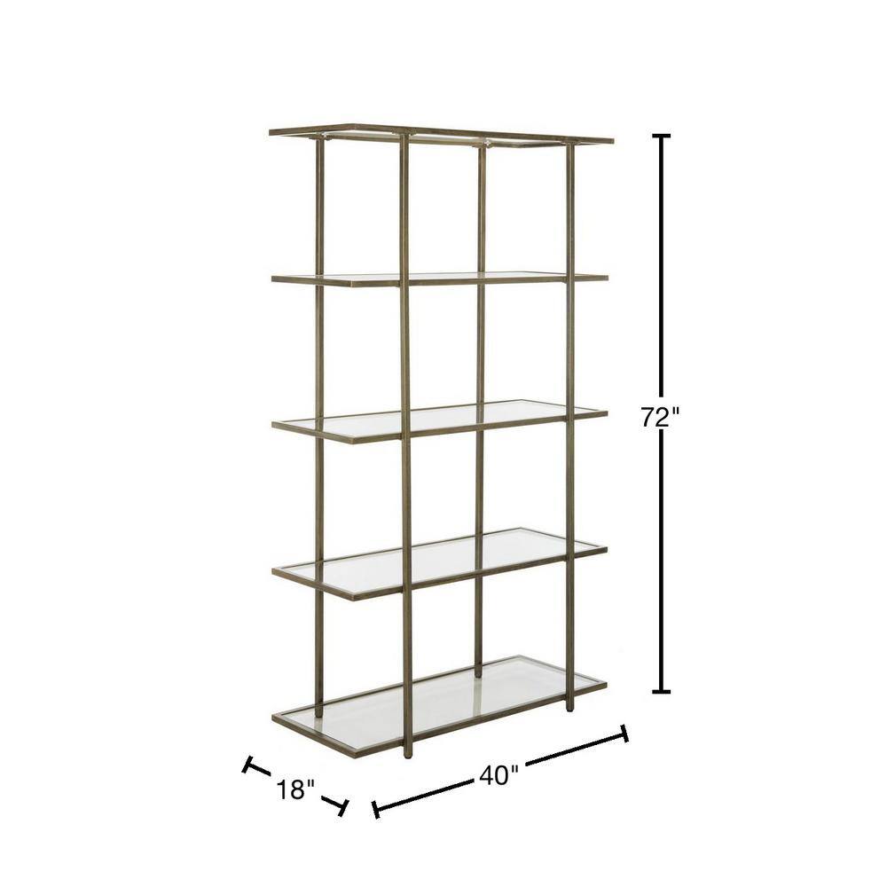 Francis Transitional 5-Tier Etagere in French Silver with Glass Shelves