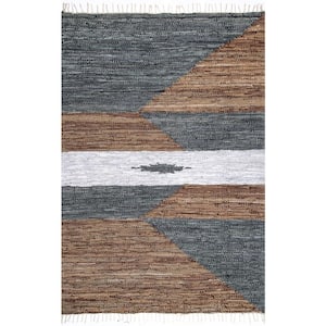 Esperanza Leather Modern Abstract Neutral 8 ft. x 10 ft. Area Rug