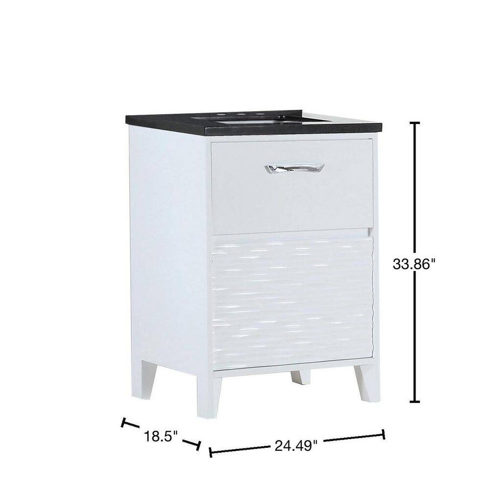 White and Black Galaxy Granite Single Bathroom Vanity with Storage