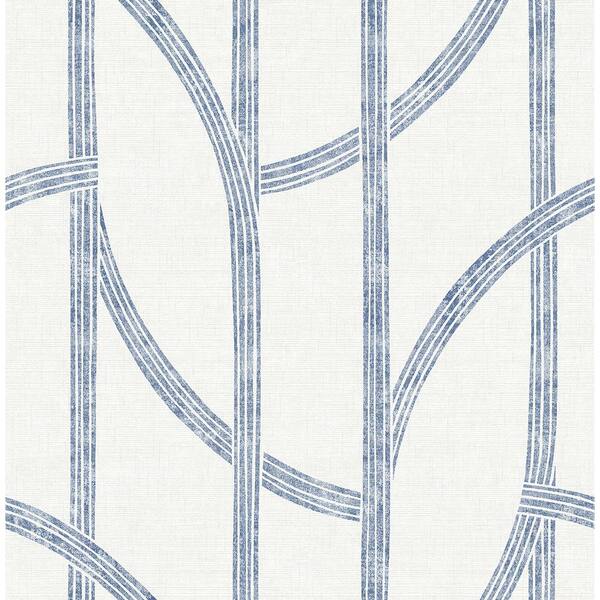 A-Street Prints Harlow Indigo Curved Contours Textured Non-pasted Paper Wallpaper