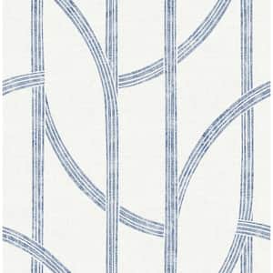 Harlow Indigo Blue Curved Contours Wallpaper Sample