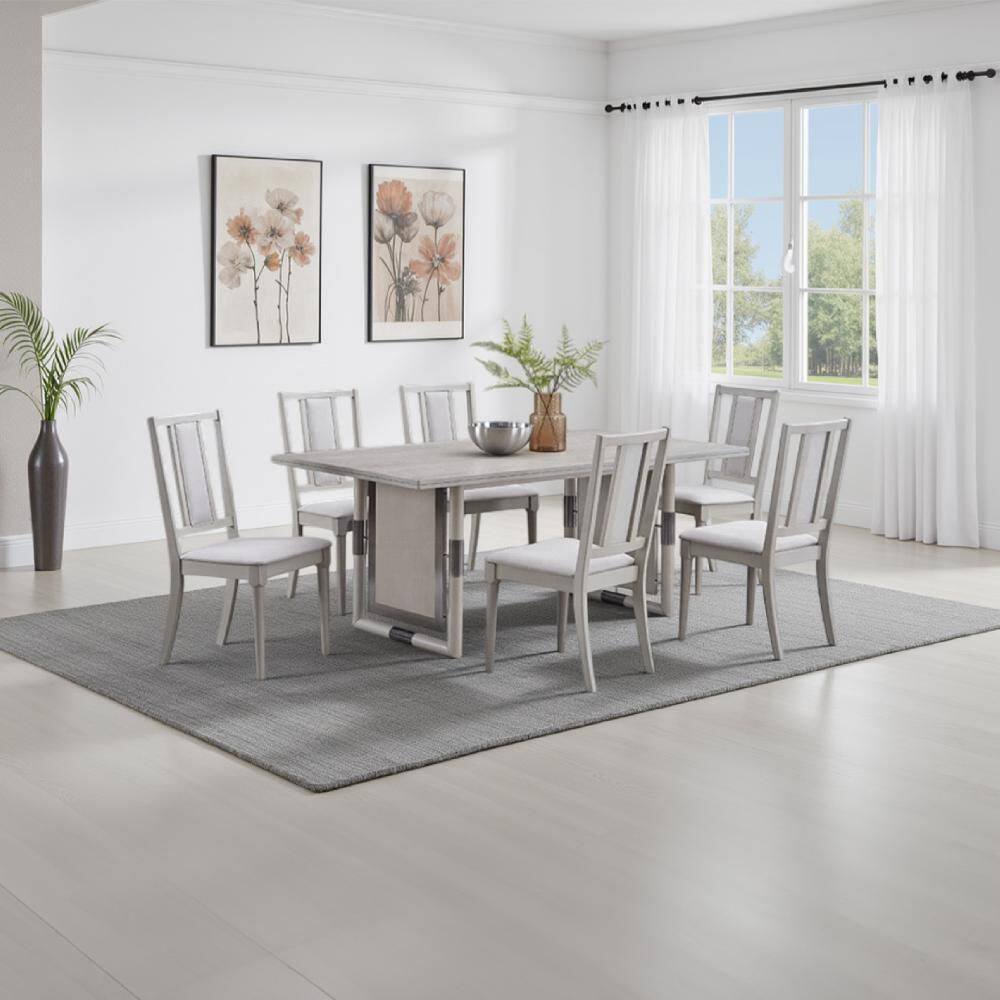 Mori Natural Gray Wood 40 in. Open Dining Table Seats 6