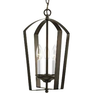 Gather Collection 10 in. 3-Light Antique Bronze Foyer Pendant