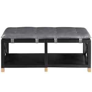 Morgantown Pewter and Black Bench with Shelf (20.25 in. H X 48.5 in. W X 24.75 in. D)
