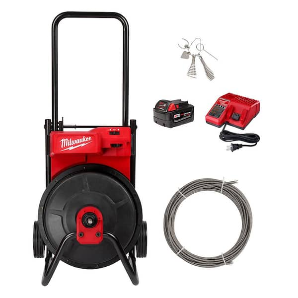 Milwaukee M18 18V Lithium-Ion 3/8 in. x 75 ft. Cable Cordless Drain  Cleaning Drum Machine Kit 2817A-21 - The Home Depot